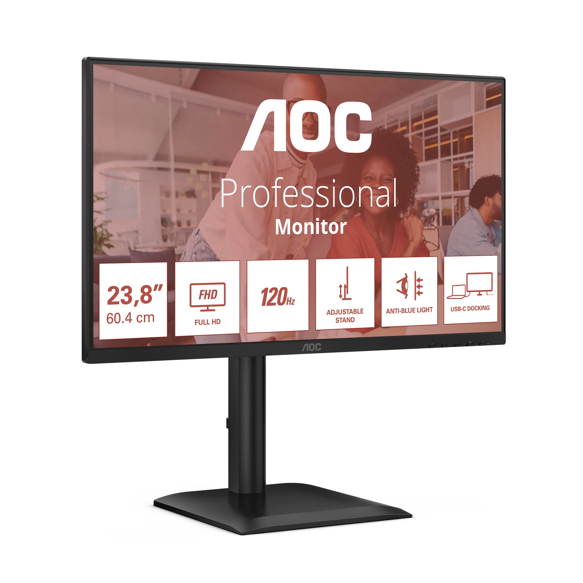 AOC 24E4CV 23.8inch FHD IPS 120Hz 4ms 300cd/m2 HDMI DP USB-C PD90W Speakers Pivot