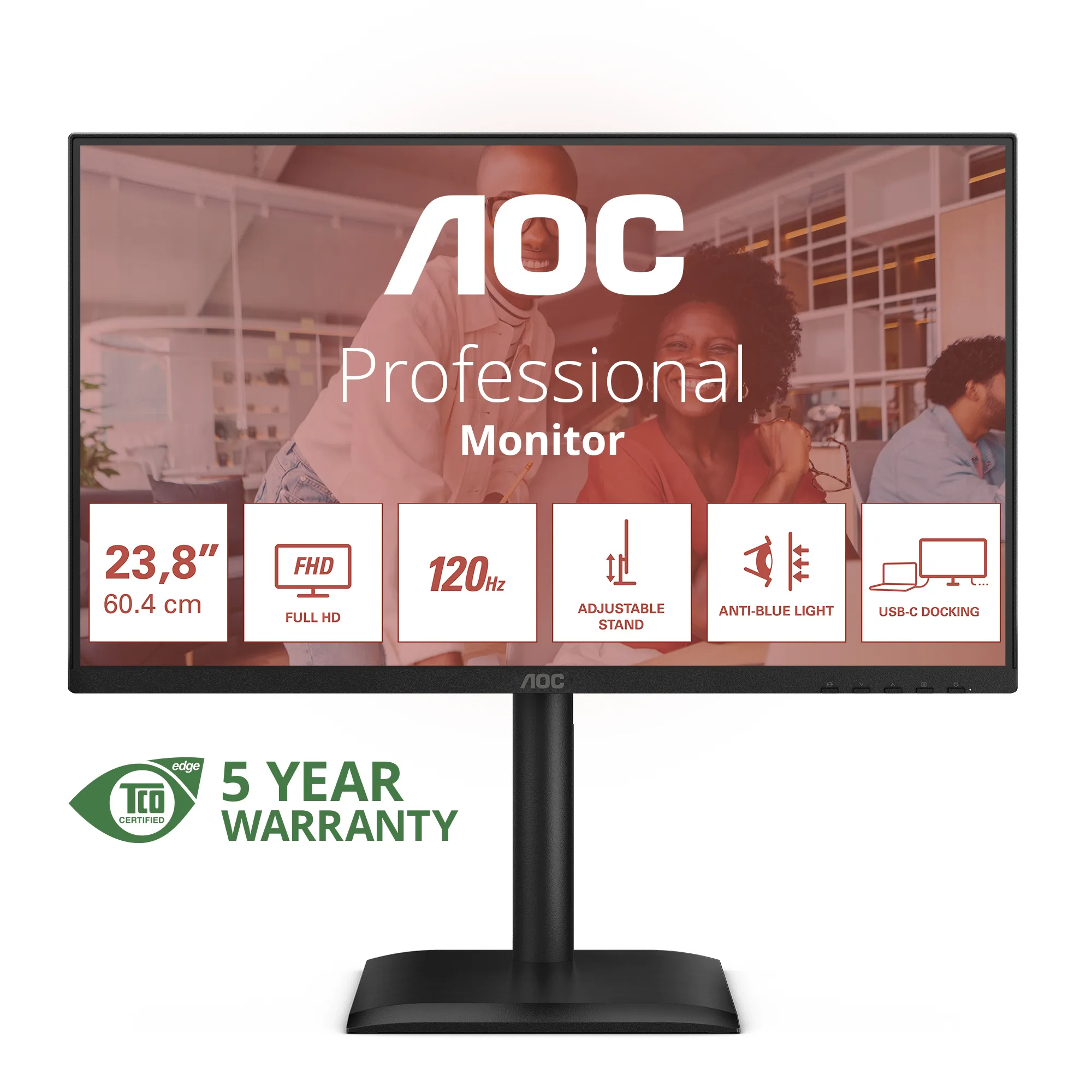 AOC 24E4CV 23.8inch FHD IPS 120Hz 4ms 300cd/m2 HDMI DP USB-C PD90W Speakers Pivot