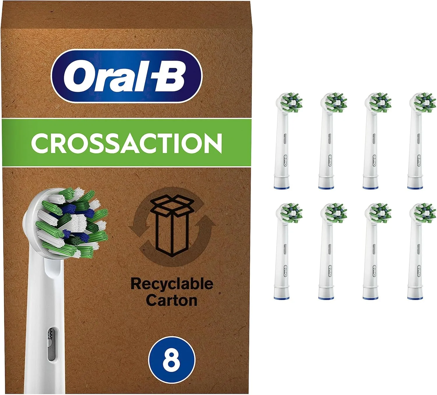 Braun Oral-B Cross Action - borsthuvuden, 8st