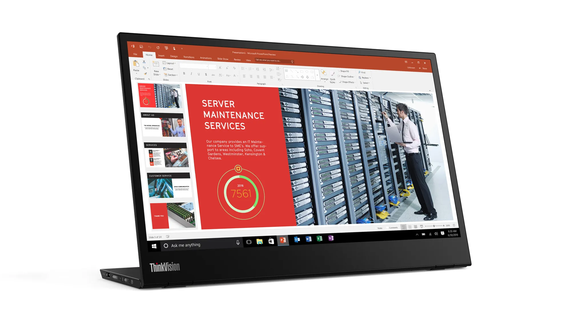 Lenovo 14" ThinkVision M14, Full HD, USB-C, IPS - monitor