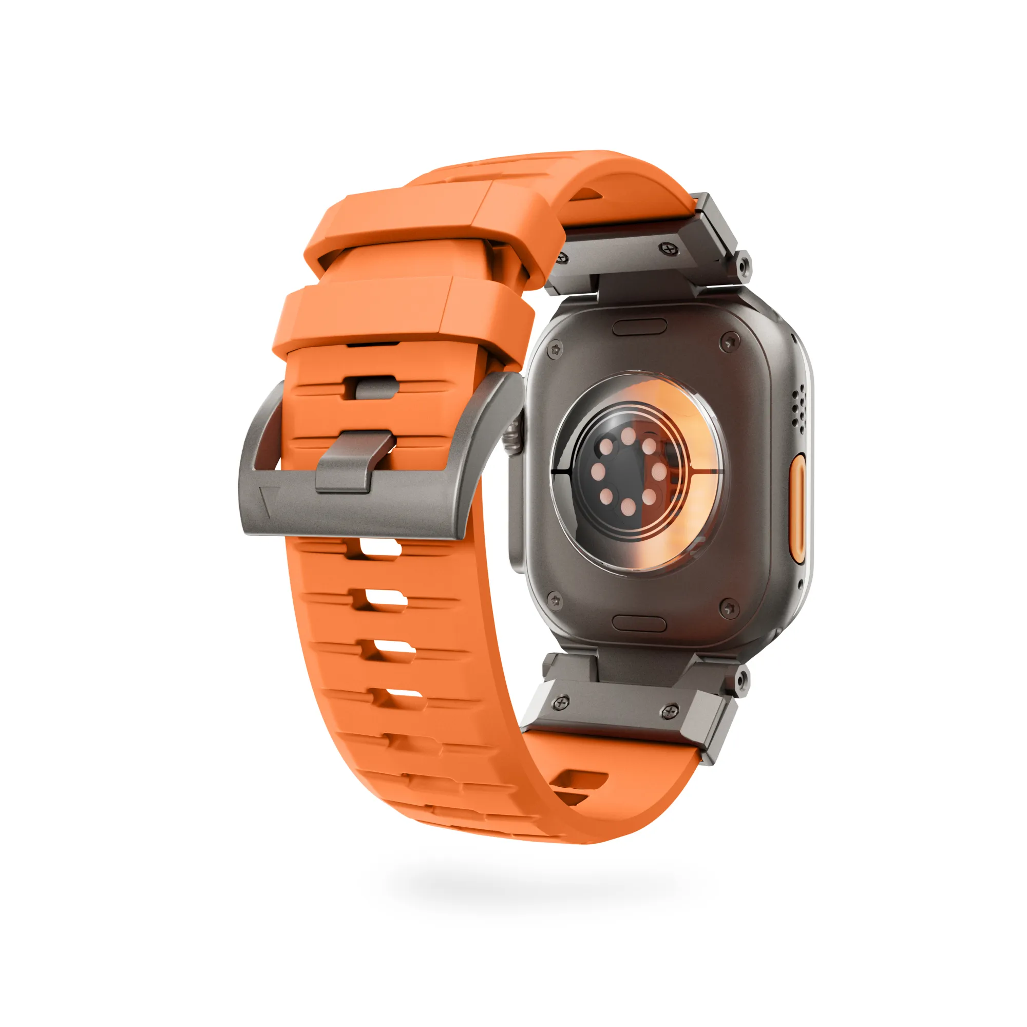 Epico FKM Rubber Pro Watch Band with Stainless Steel Fastening | Apple Watch SE (44mm)/Series 1-9 (42/44/45mm) 10-11 (46mm)/Ultra (49mm) | Orange