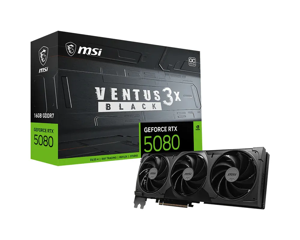 MSI GeForce RTX 5080 VENTUS 3X OC 16 Gt -n&auml;yt&ouml;nohjain