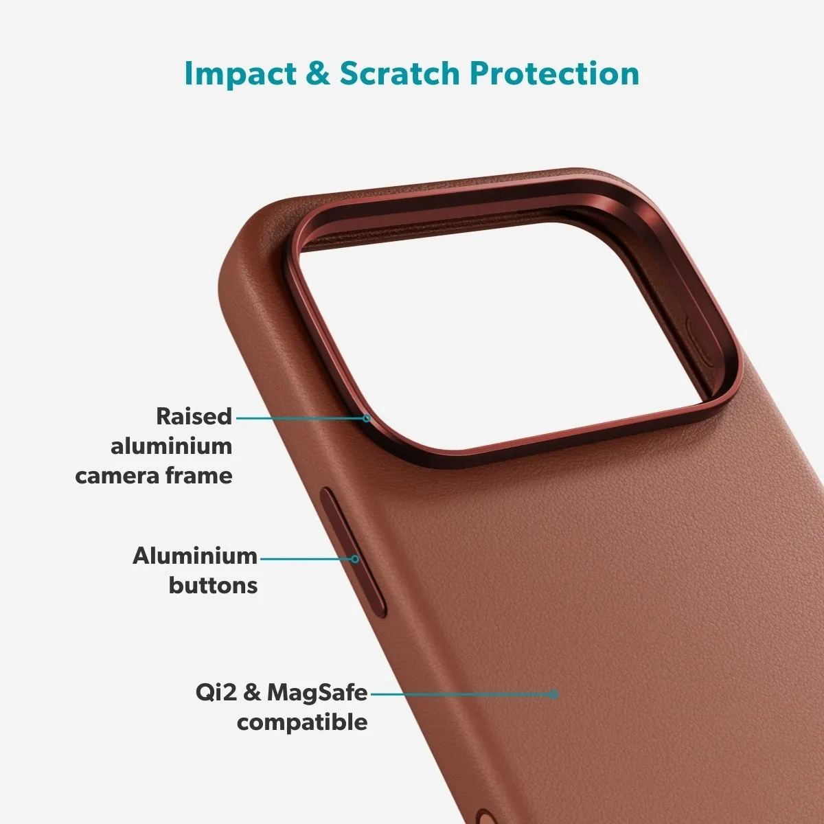 Epico Leather Pro Mag+ Case iPhone 17 Pro Qi2  &amp;  MagSafe Compatible, Brown