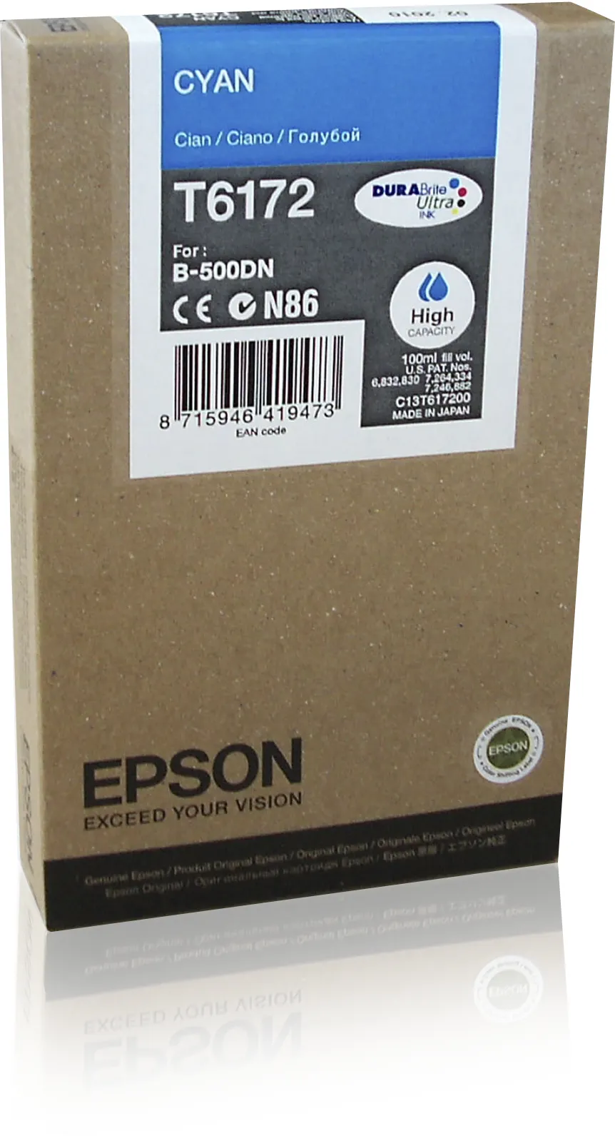 Epson C13T617200 High Capacity -mustekasetti, 100 ml, syaani