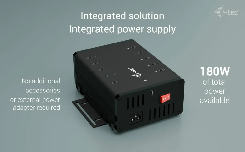 I-Tec 10xUSB-C 15W active w/180W power supply - laddningshub