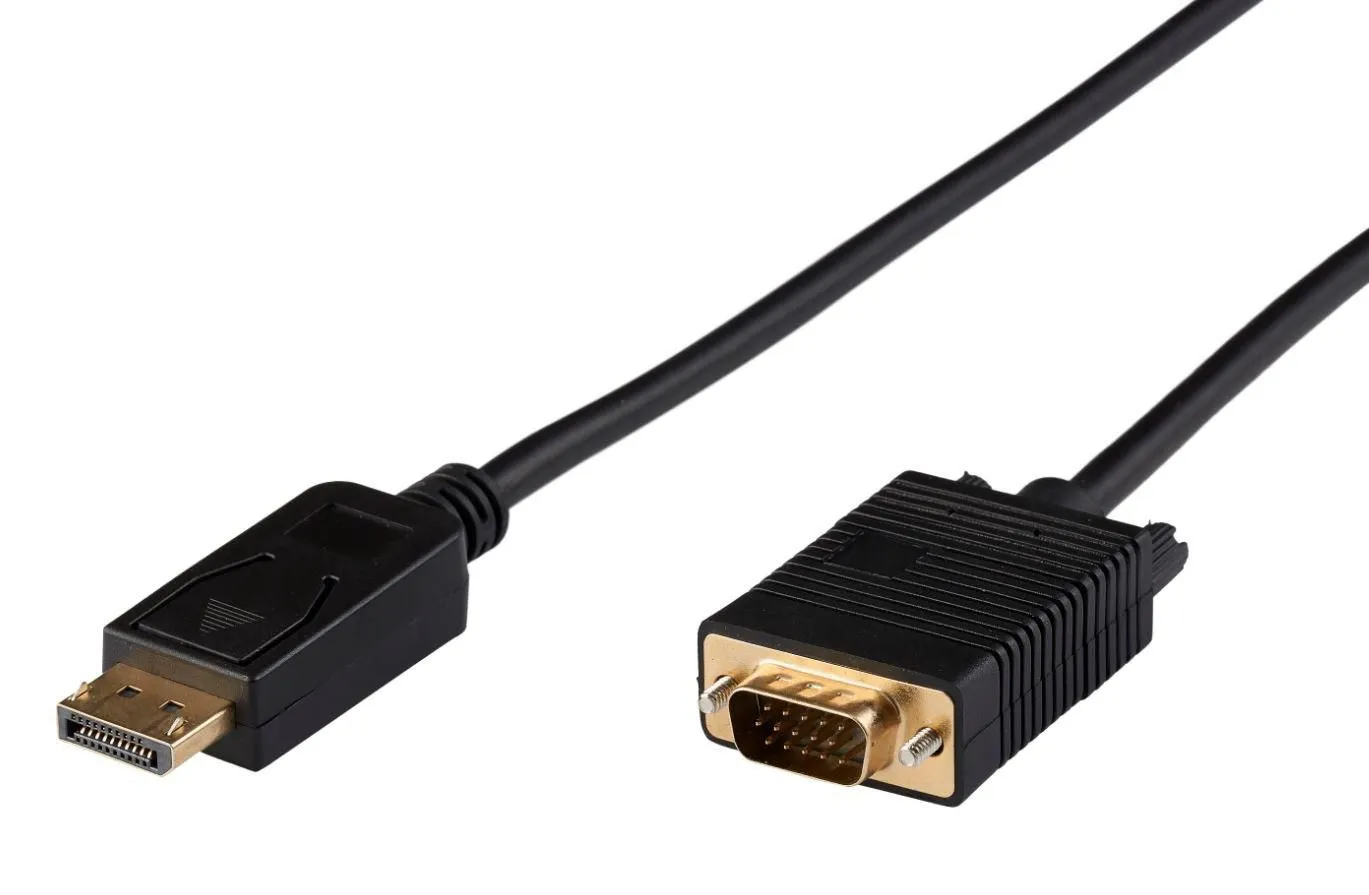 MICROCONNECT DisplayPort &ndash; VGA kabel, 2 m, svart