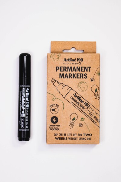 ARTLINE ECO-GREEN 190, 2.0-5.0mm, 4 st, svart - permanentpenna