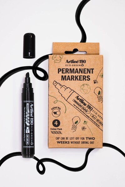 ARTLINE ECO-GREEN 190, 2.0-5.0mm, 4 st, svart - permanentpenna