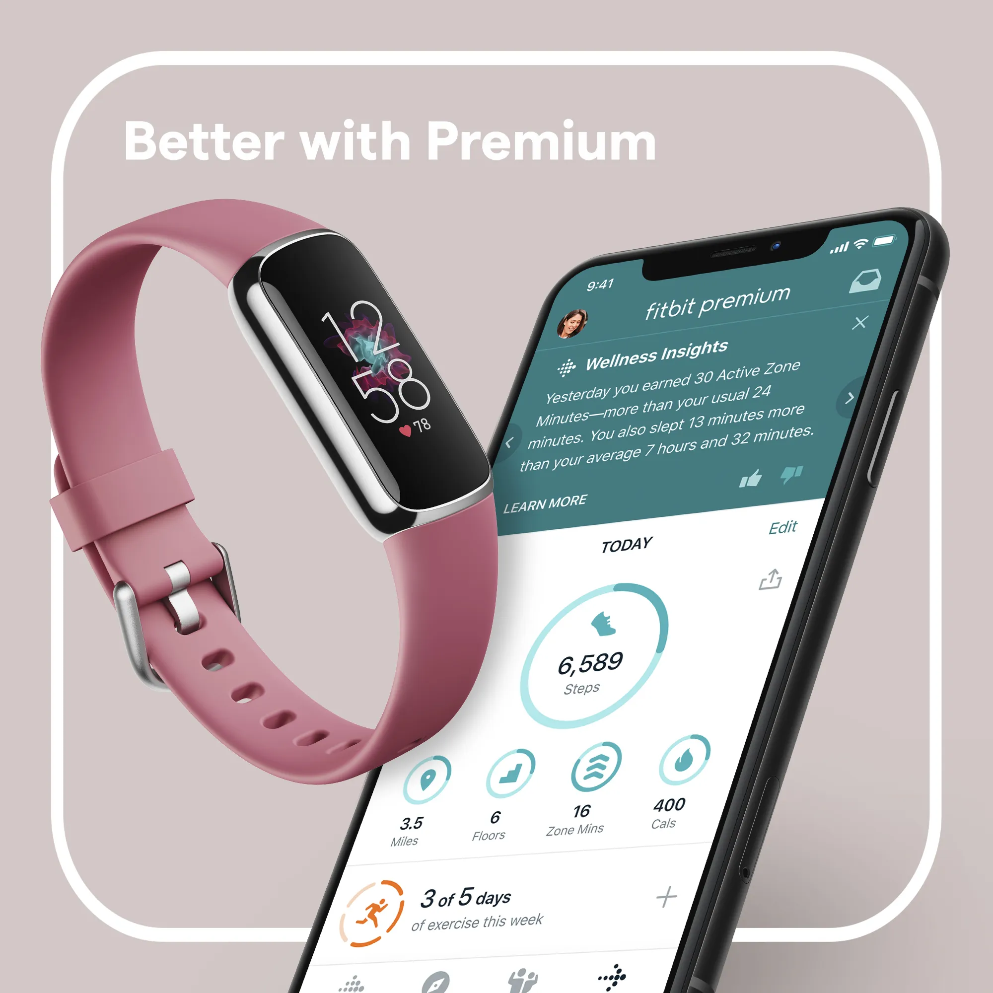 Fitbit Luxe - aktivitetsarmband, silver