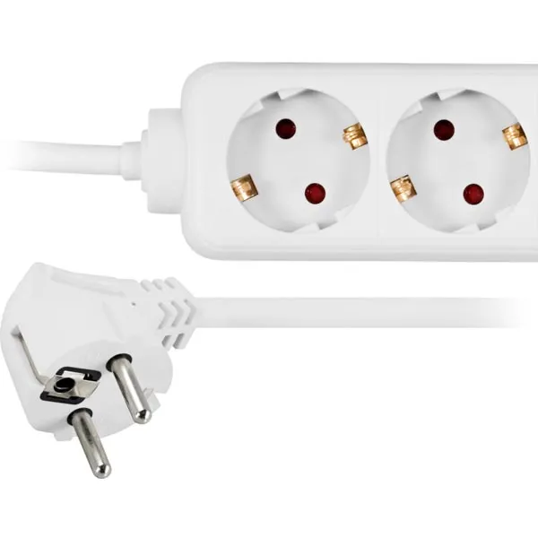 Deltaco GT-127 6 outlets Power Strip, 3 m, White