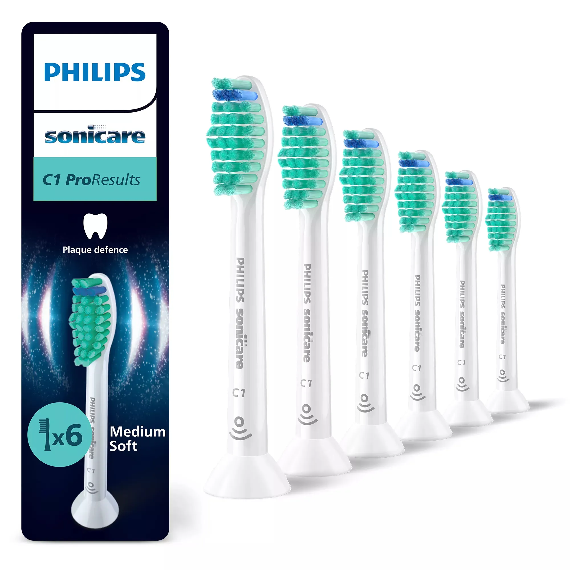 Philips Sonicare C1 ProResults Standard 6 kpl -vaihtoharjasp&auml;&auml;t, Valkoinen