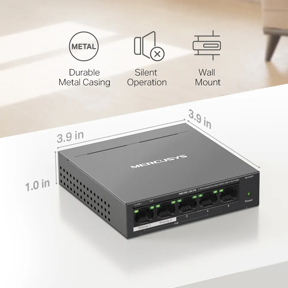 Mercusys MS105GP 5-Port Gigabit PoE+ - switch
