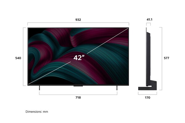 LG OLED42C54LA 42" 4K webOS TV, 144Hz, Dolby Vision IQ, HDR10, HLG