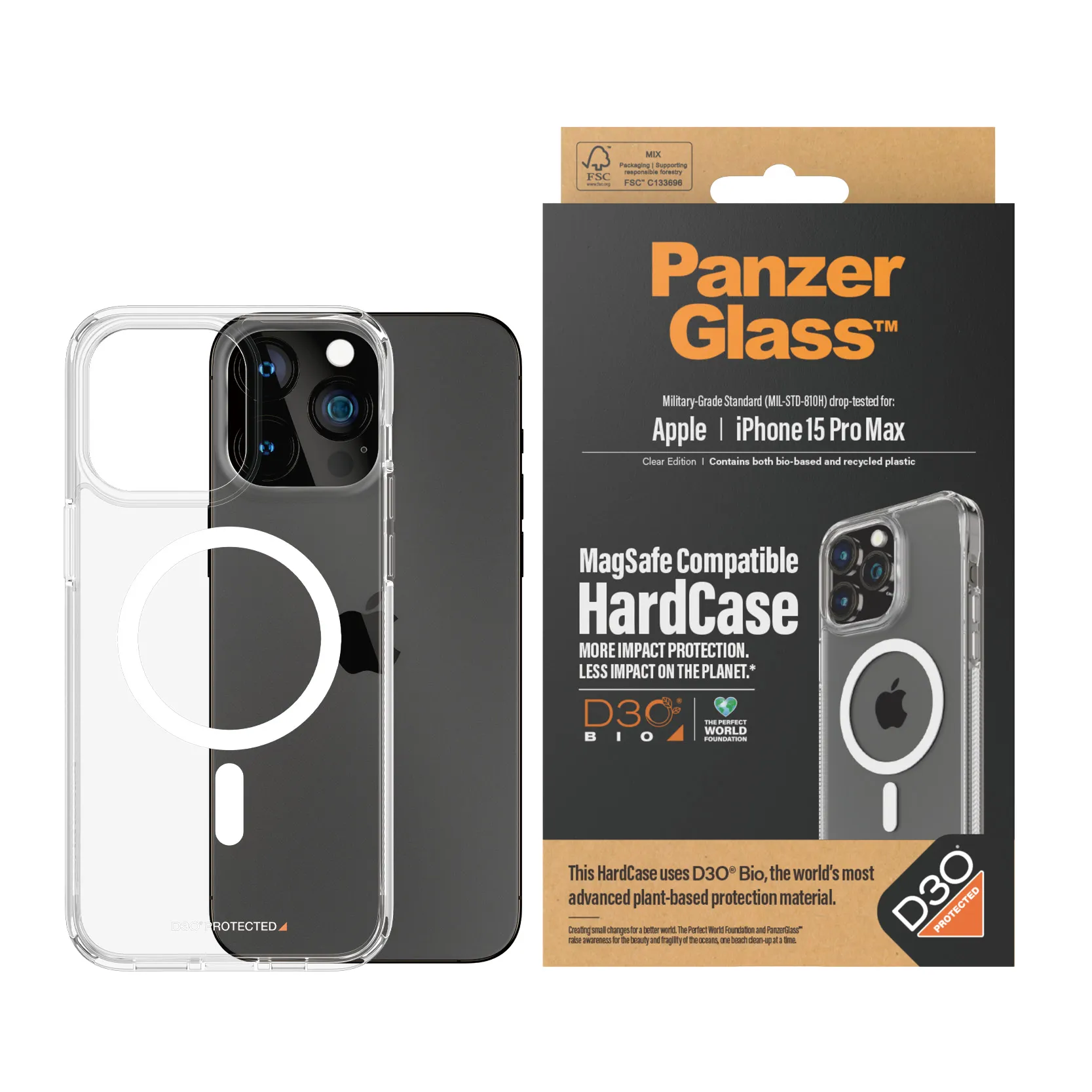 PanzerGlass iPhone 15 Pro Max HardCase MagSafe D3O, Transparent