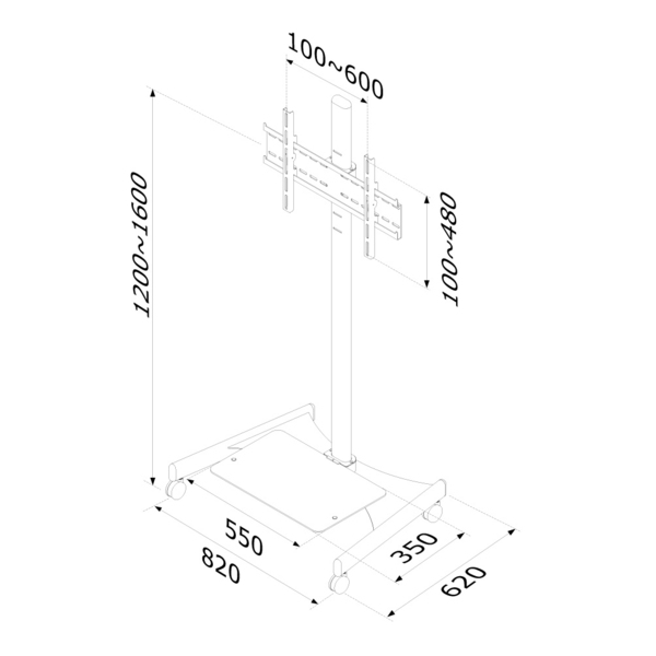 NewStar PLASMA-M1600 - Teline tuotteelle LCD nestekiden&auml;ytt&ouml; / plasma TV - hopea -n&auml;yt&ouml;n koko: 27"-70" -kiinnitysliit&auml;nt&auml;: 100 x 100 mm - lattialla seisova
