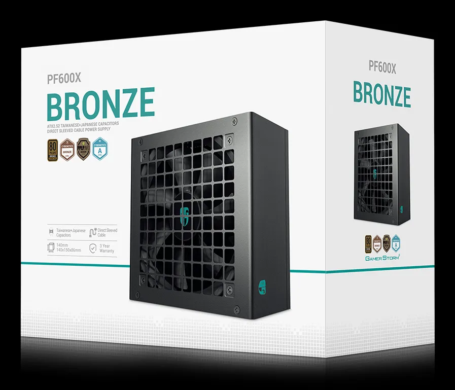 DeepCool PF600X 600W -virtalähde, 80 Plus Bronze