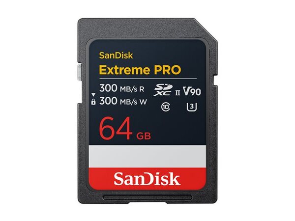 SanDisk Extreme PRO 64 Gt SDXC UHS-II U3 V90 -muistikortti, musta
