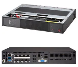 Supermicro SuperServer E300-9A-4CN8 - Palvelin - Mini-1U - 1-tie - 1 x Atom C3558 / 2.2 GHz - RAM 0 GB - ei kiintolevyä - AST2400 - GigE - ei KJ - monitori: ei