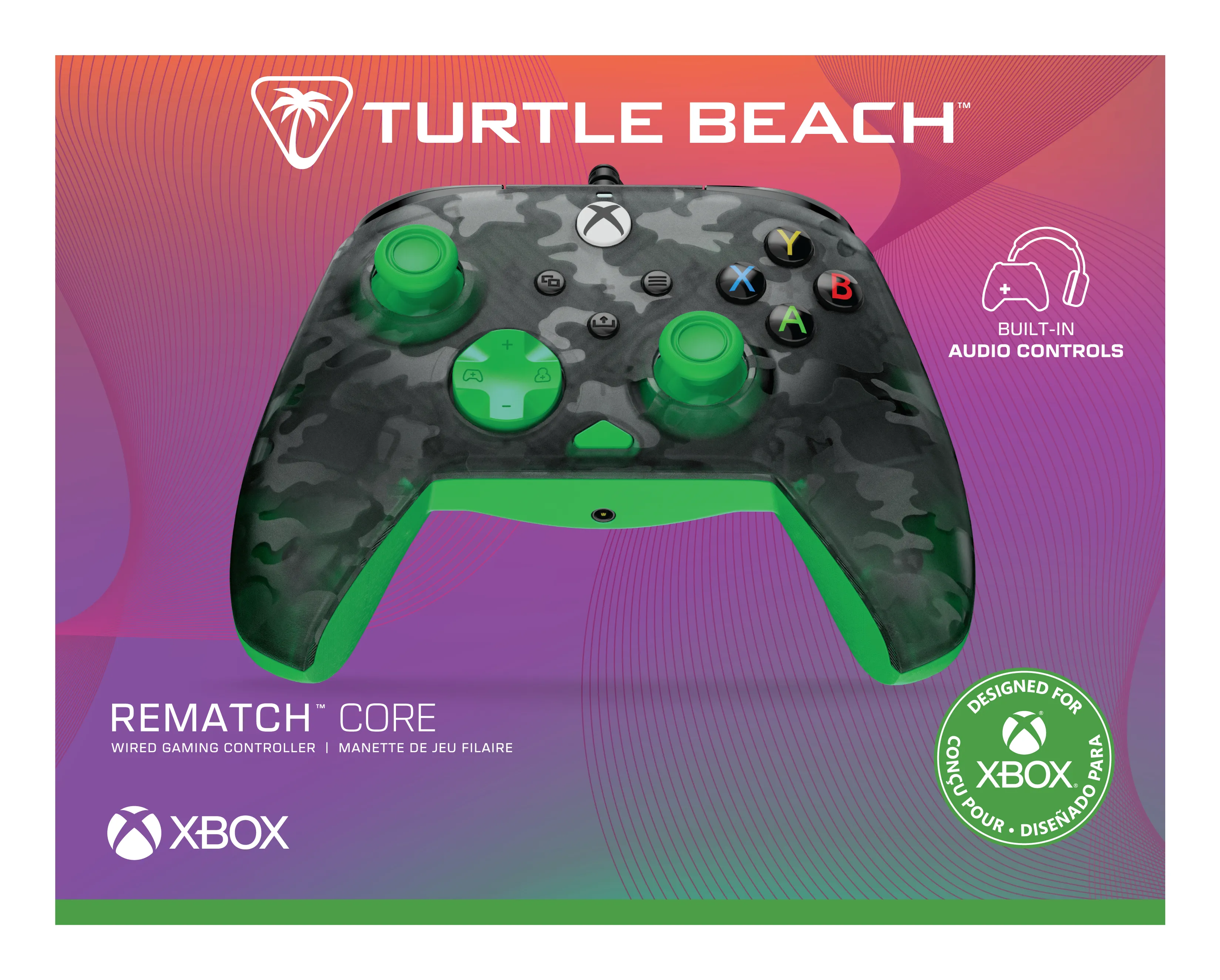 Turtle Beach Rematch Core Wired Controller for Xbox and PC - Ghost Camo Black & Green