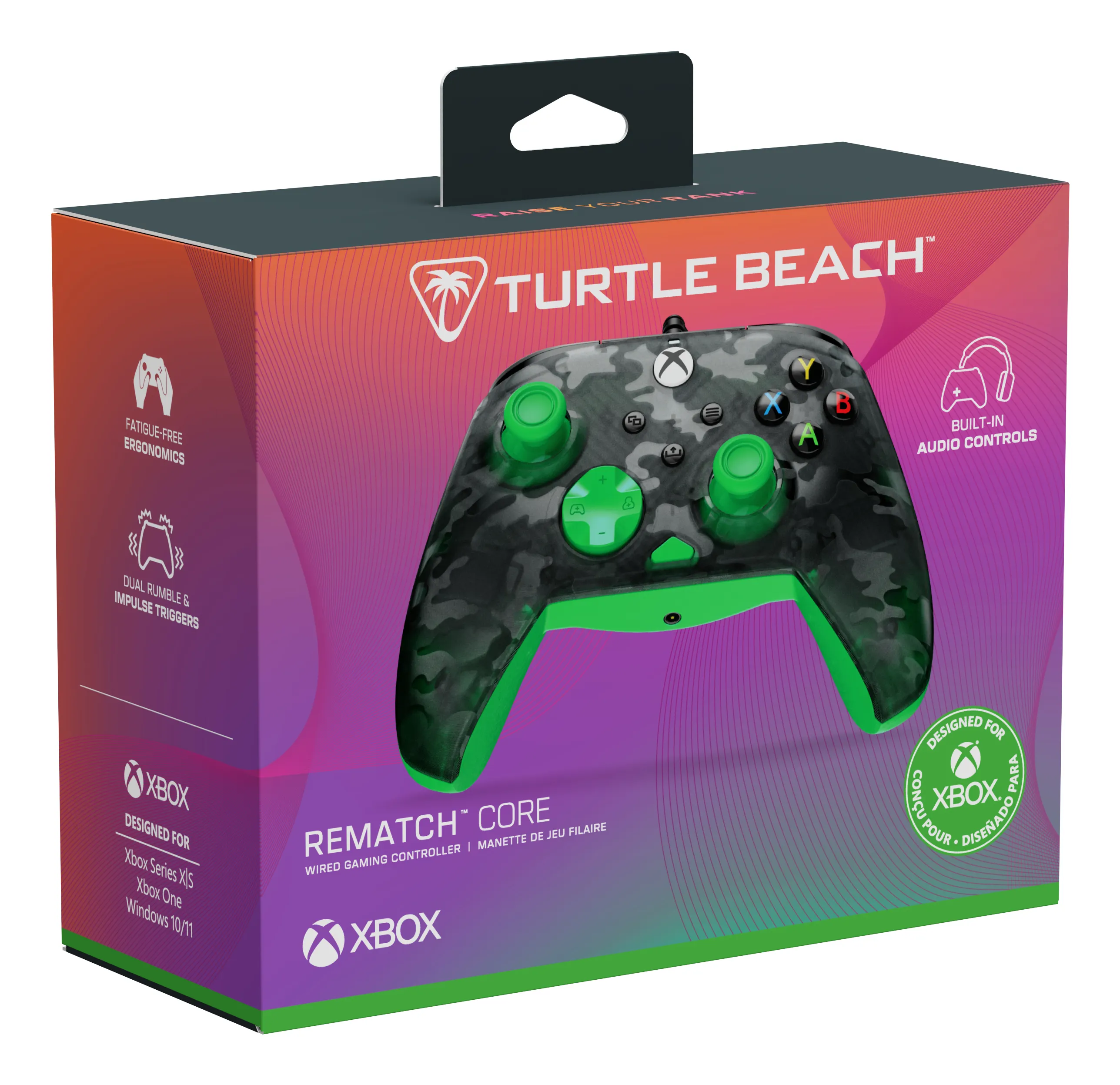 Turtle Beach Rematch Core Wired Controller for Xbox and PC - Ghost Camo Black & Green