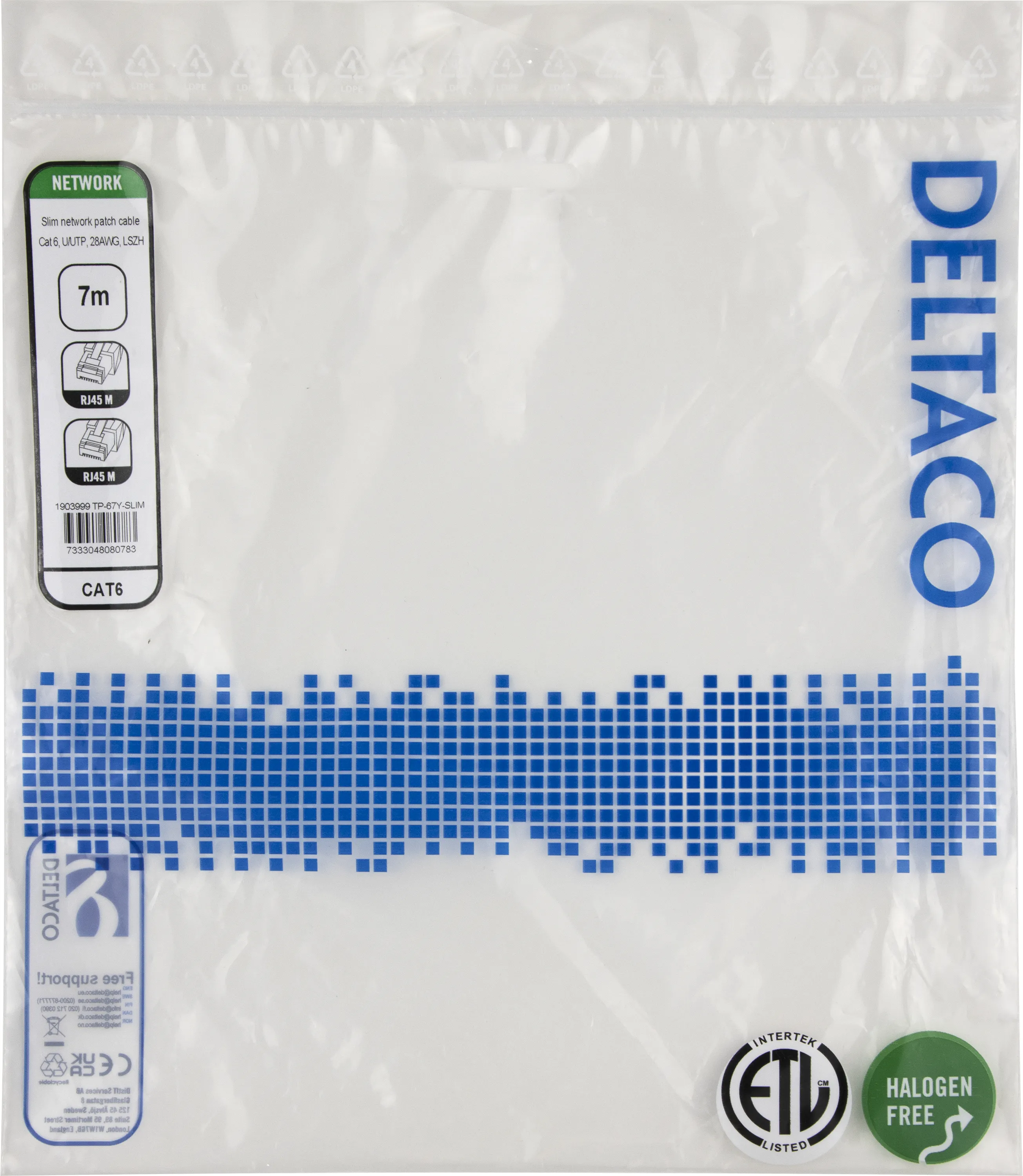 Deltaco Cat6 UTP RJ45 7m Network Cable, Yellow