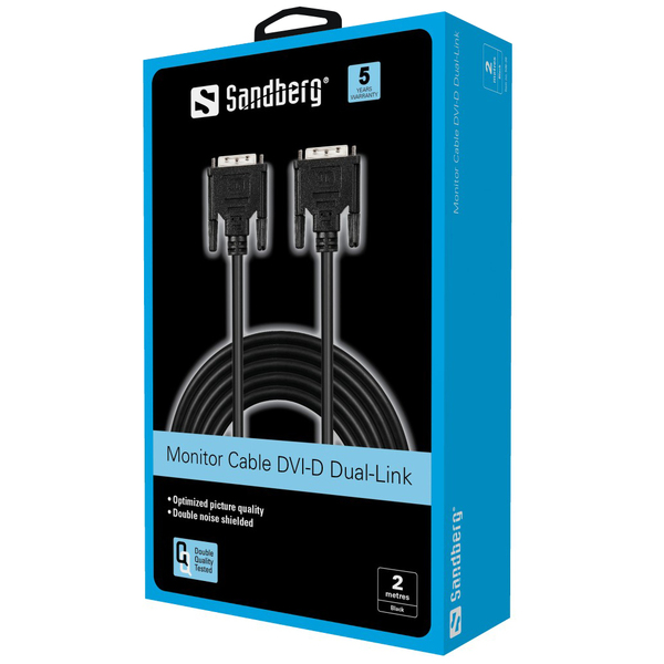 Sandberg DVI - DVI - cable, Dual, 2 m, Black