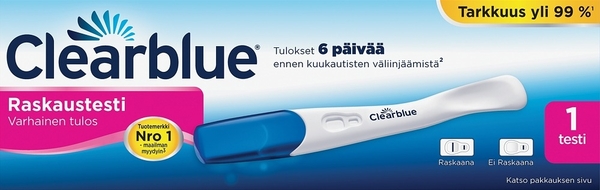 Clearblue Varhainen tulos -raskaustesti, pakkauksessa 1 testi