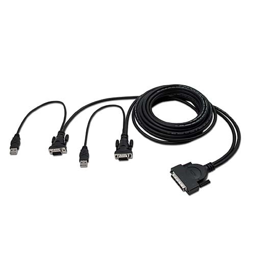 Belkin OmniView Dual Port Cable, USB - N&auml;pp&auml;imist&ouml; / video / hiiri (KVM) kaapeli - USB, HD-15 (uros) to 25-nastainen D-Sub (DB-25) (uros) - 3.7 m - molded - B2B