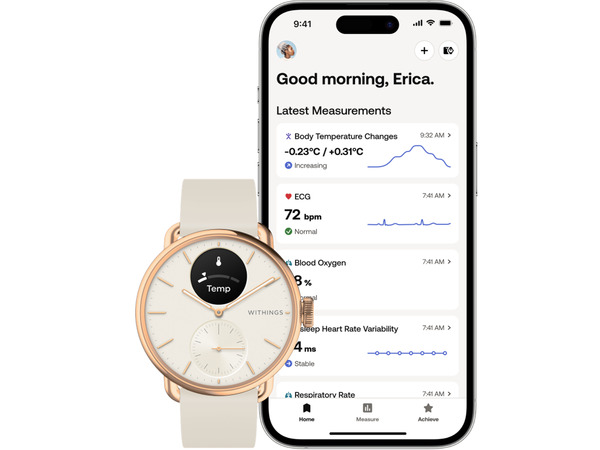 Withings ScanWatch 2 38mm Smartwatch, Rose Gold