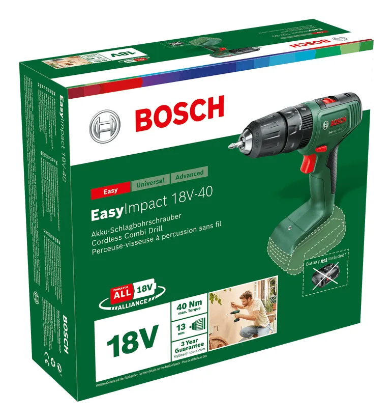 Bosch Cordless Impact Drill EasyImpact 18V-40 (green/black, without battery and charger)