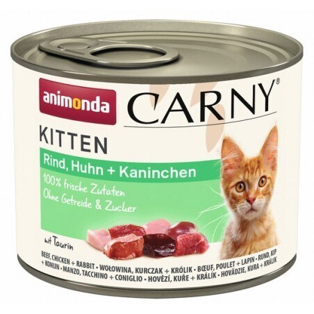 Animonda Carny Kitten Beef, Chicken &amp; Rabbit, Wet food for cats, Grain Free, 200g