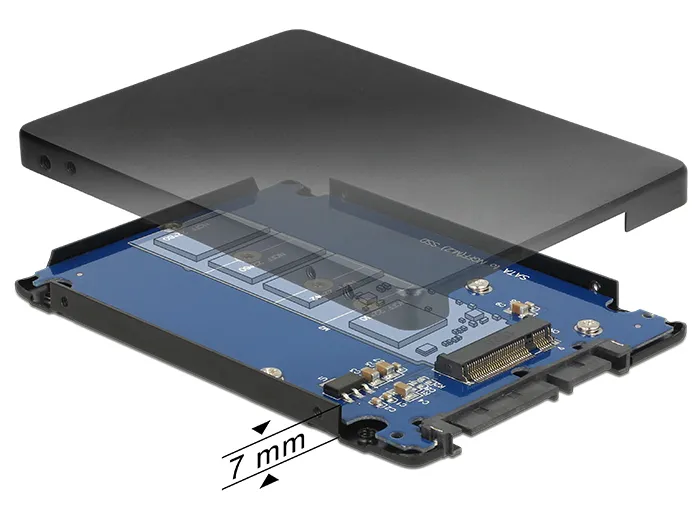 DeLOCK 22-pin SATA - M.2 (NGFF) sovitin, 2,5&quot;, 6GB/s, 1xSATA 22-p