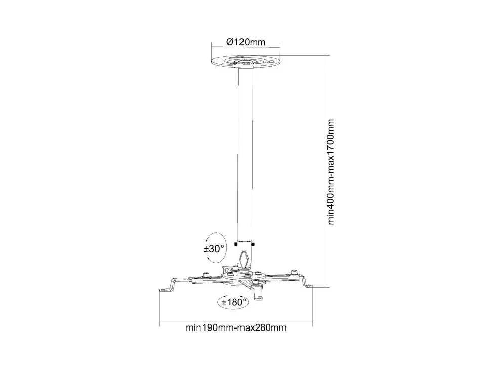 Multibrackets M Universal Projector Ceilingmount IIII - Ceiling mount tuotteelle projektori - valkoinen