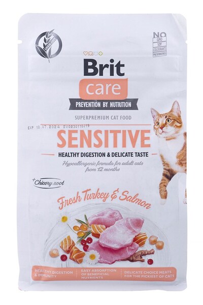 Brit Care Cat Grain-Free Sensitive Turkey &amp; Salmon, Dry food for cats, Adult, 400g