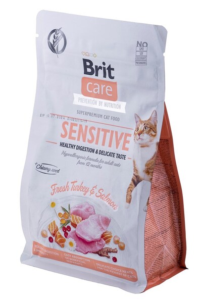 Brit Care Cat Grain-Free Sensitive Turkey &amp; Salmon, Dry food for cats, Adult, 400g