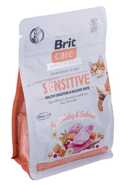 Brit Care Cat Grain-Free Sensitive Turkey &amp; Salmon, Dry food for cats, Adult, 400g