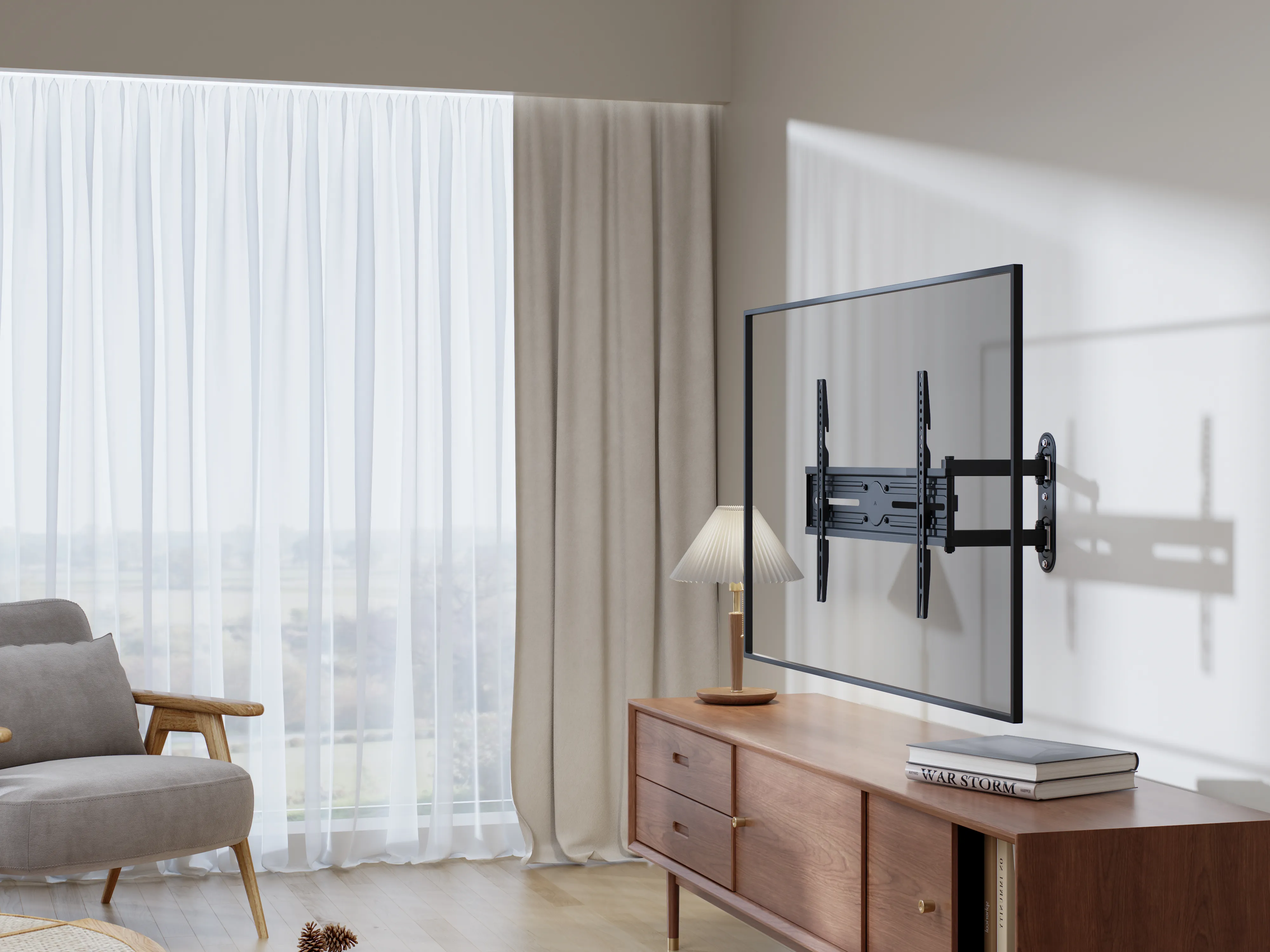 DELTACO ARM-1201-B K&auml;&auml;ntyv&auml; TV-sein&auml;teline, 37&ndash;70", 35 kg, VESA 100x100&ndash;600x400, Musta