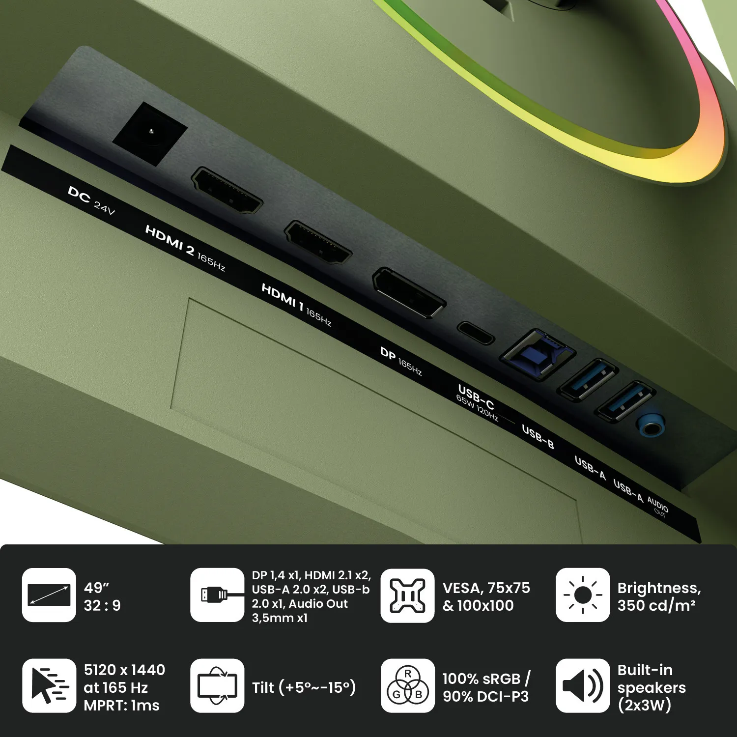 ARozzi Nova 49" DQHD, VA, USB-keskitin -kaareva pelin&auml;ytt&ouml;