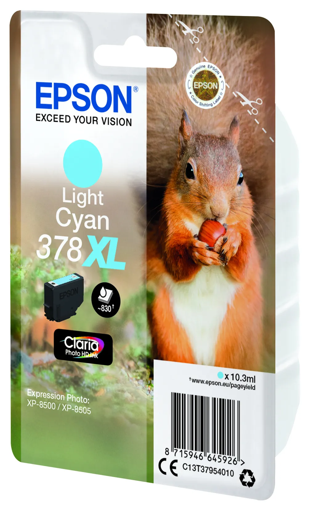 Epson 378XL C13T37954010-mustekasetti, 10.3 ml, vaaleansyaani