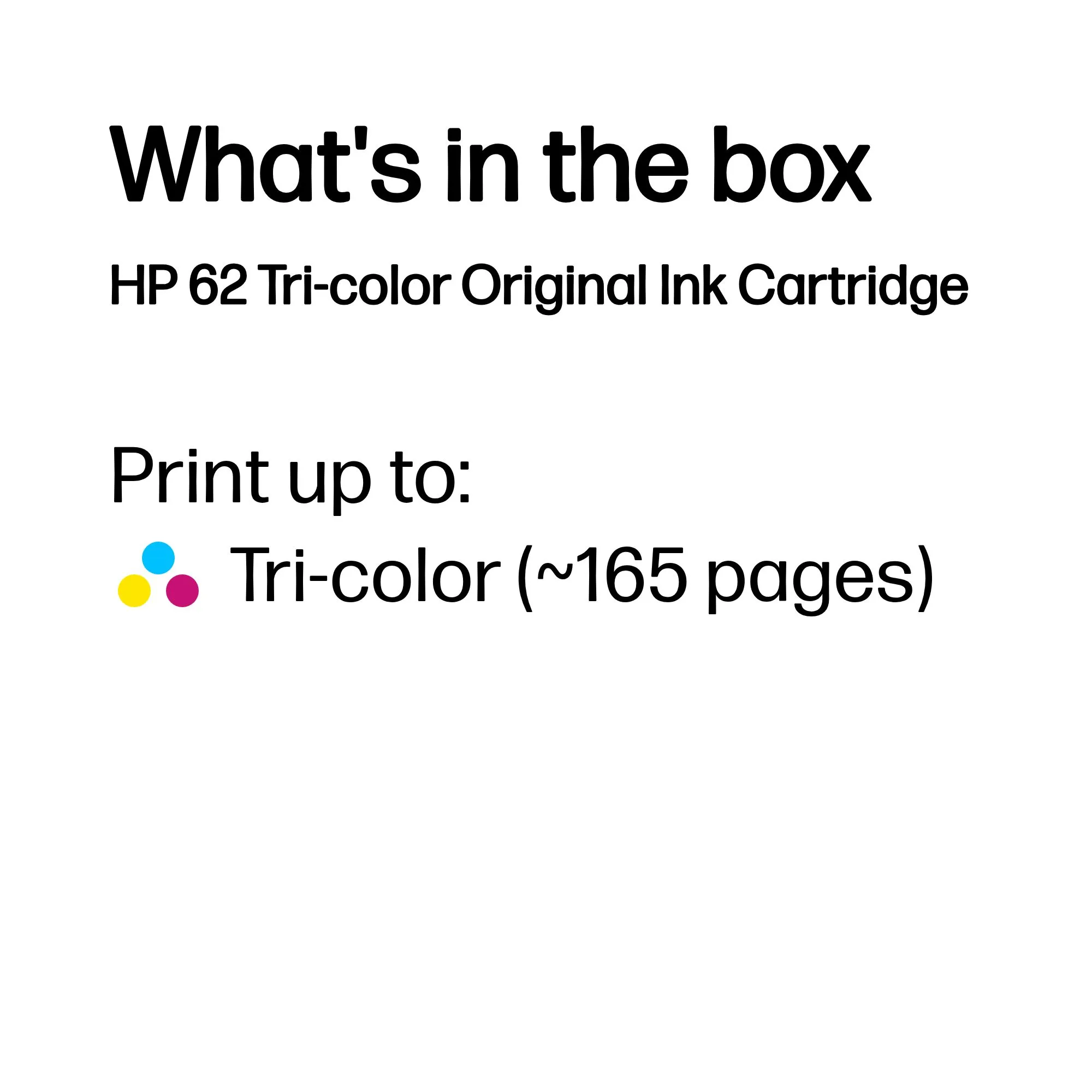 HP 62 ink cartridge, 4.5 ml, Tri-color