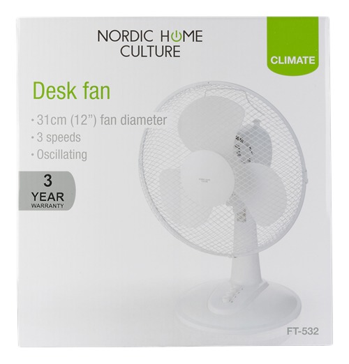 Nordic Home FT-532, 31cm - desk fan, white