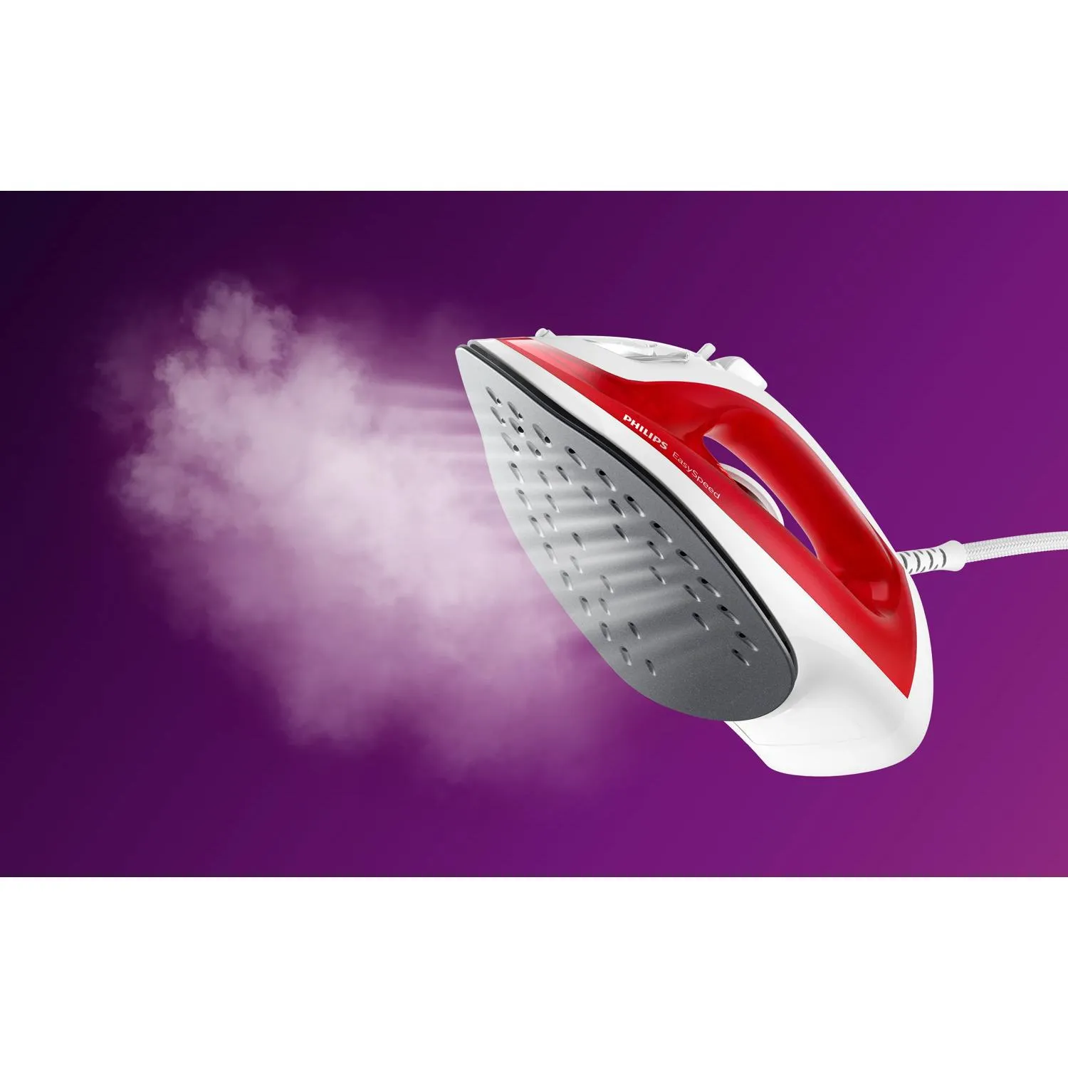 Philips EASYSPEED -Kuiva- &amp; h&ouml;yrysilitysrauta, Punainen, Valkoinen
