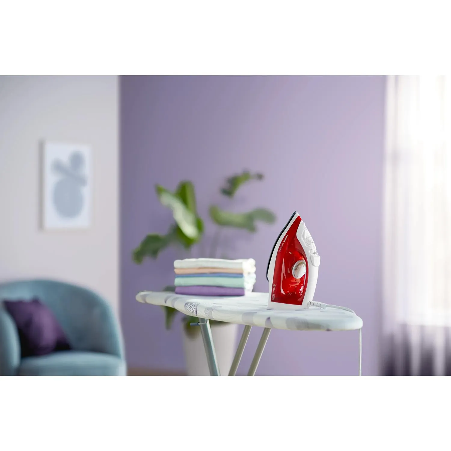 Philips EASYSPEED -Kuiva- &amp; h&ouml;yrysilitysrauta, Punainen, Valkoinen