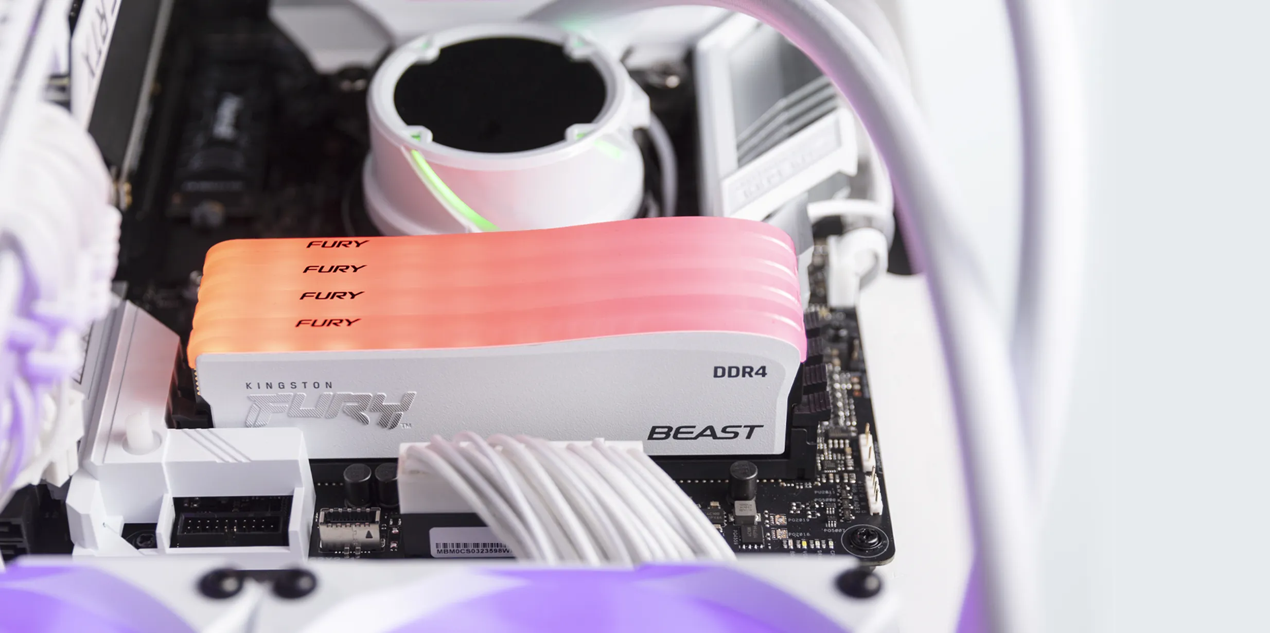 Kingston FURY Beast RGB SE 32 Gt (2 x 16 Gt) DDR4 3600 MHz, CL18 -muisti, Valkoinen