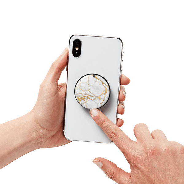 POPSOCKETS Mirror Stone White Marble Gloss Avtagbart Grip med St&auml;llfunktion LUXE PopMirror