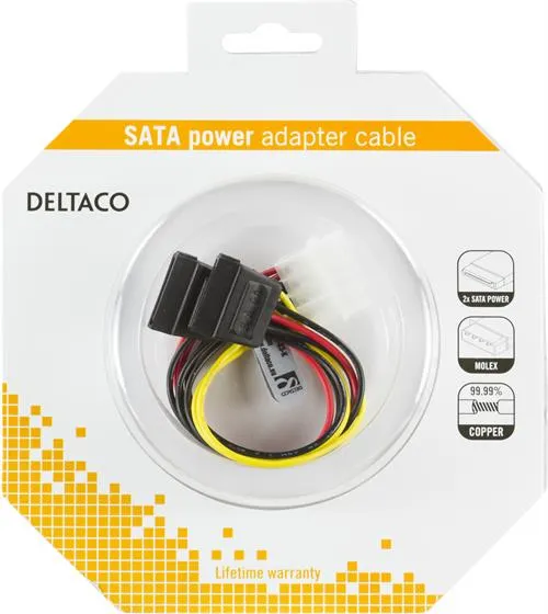 DELTACO Y-virtakaapeli 2xSerial ATA kiintolevyt.