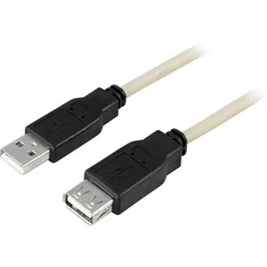 Deltaco USB-A - extension cable, 0.5 m, Grey/Black