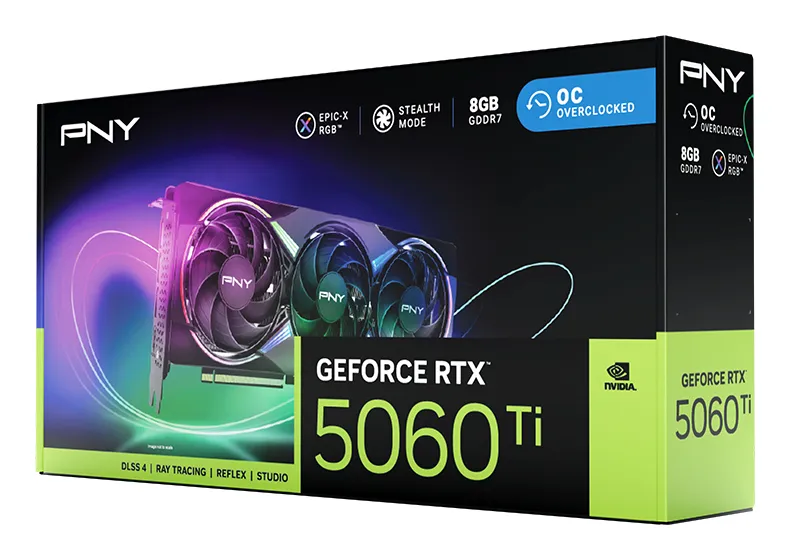 PNY GeForce RTX 5060 Ti 8 Gt ARGB Overclocked -näytönohjain