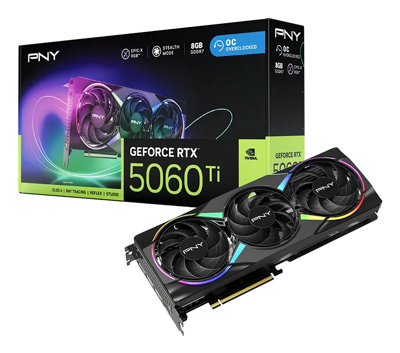PNY GeForce RTX 5060 Ti 8 Gt ARGB Overclocked -näytönohjain