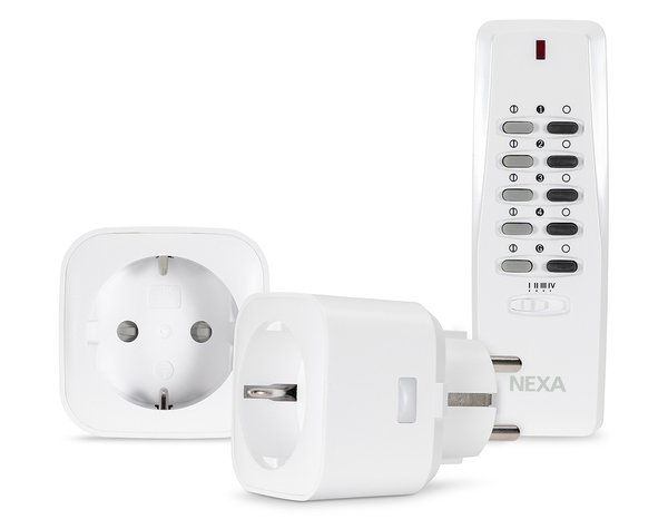 Nexa set 2x Plug-in mottagare &amp; Fj&auml;rrkontroll, p&aring;/av MYCR-2